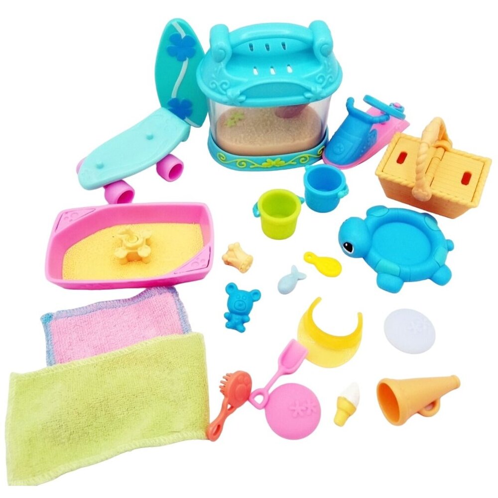 Littlest Pet Shop Accessories Lot With Skateboard Sandbox Toys Basket Buckets